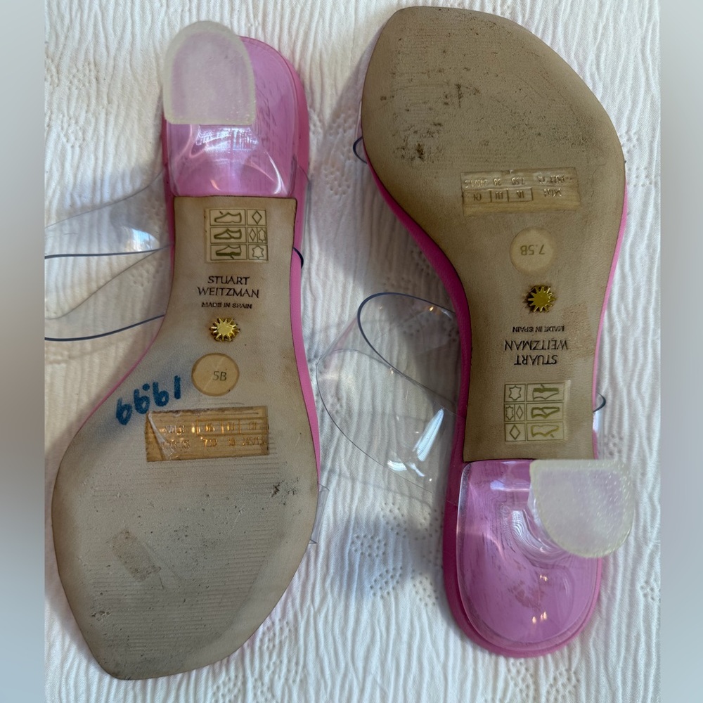 Stuart Weitzman Heels Shoes Sandals pink clear size 7.5 - Picture 10 of 12